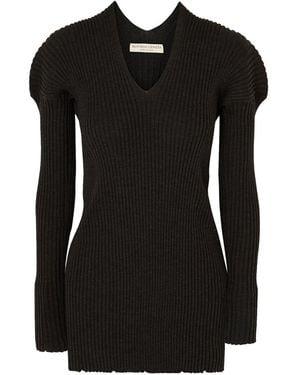 Bottega Veneta Ribbed Knit Wool Jumper - Black