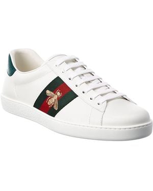 Gucci Ace Embroidered Leather Sneaker - White