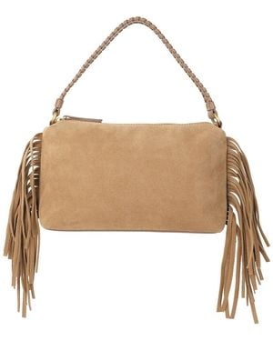 Tiffany & Fred Paris Suede Fringe Shoulder Bag - Natural