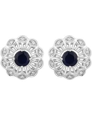 Diana M. Jewels Fine Jewellery 14k 0.60 Ct. Tw. Diamond & Sapphire Studs - Blue