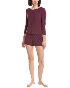 Natori 2Pc Rib Essential Pyjama Set - Purple