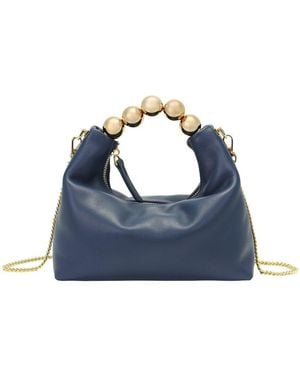 Tiffany & Fred Paris Pearl Handle Leather Crossbody - Blue