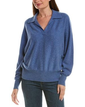 InCashmere 100% Cashmere Oversize Polo Jumper - Blue