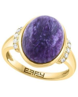 Effy Fine Jewelry 14K 6.32 Ct. Tw. Diamond & Charoite Ring - Blue