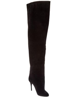 Alaïa Alaïa Decollete Suede Knee-High Boot - Black