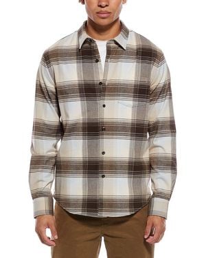 Vince Missoula Plaid French Placket Shirt - Gray