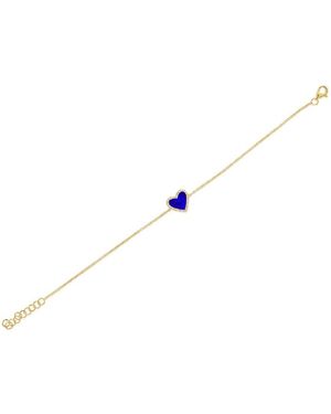 Sabrina Designs 14K 0.70 Ct. Tw. Diamond & Lapis Heart Bracelet - Multicolour