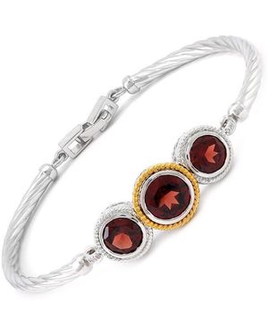 Gemstones 4.31 Ct. Tw. Diamond & Garnet Bangle Bracelet - White