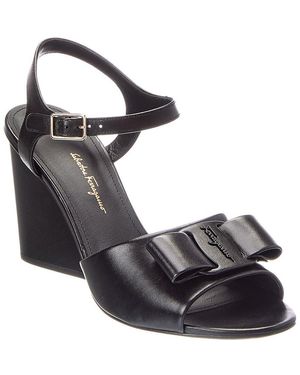 Ferragamo Logo Leather Sandal - Black