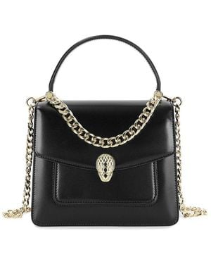 Tiffany & Fred Paris Smooth Leather Foldover Top-Handle Satchel - Black