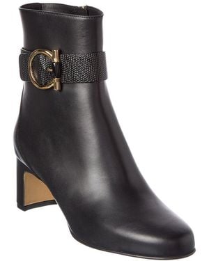 Ferragamo Gancini Leather Boot - Black