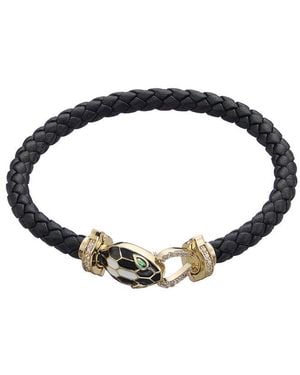 jean claude Year Of The Snake Collection Leather Cz Bracelet - Black
