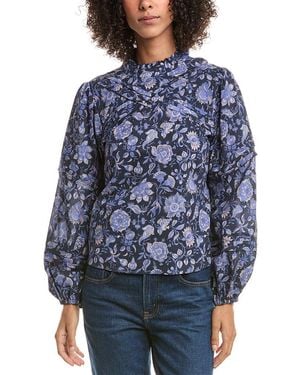 10 Crosby Derek Lam Marlowe Long Sleeve Blouse - Blue