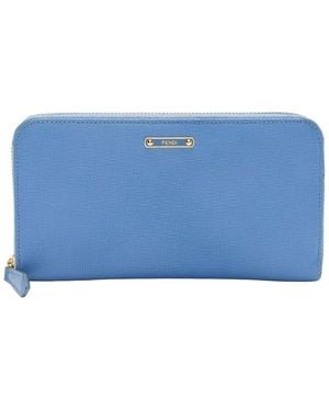 Fendi Vitello Elite Zip Around Wallet (authentic Pre-loved) - Blue