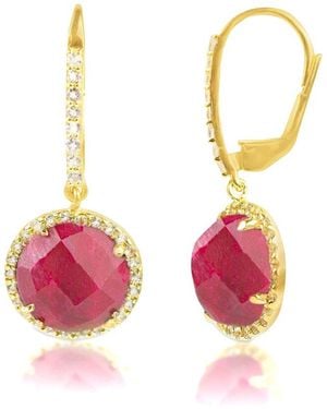MaxColor 18K Over 6.50 Ct. Tw. Ruby Dangle Earrings - Pink