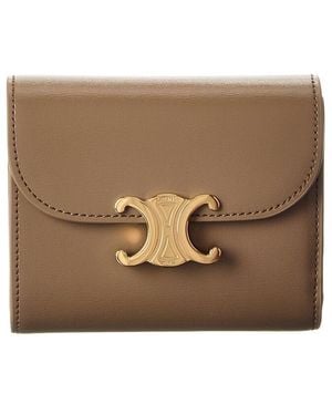 Celine Small Flap Leather Wallet - Brown