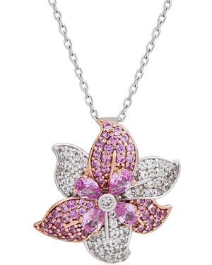 Suzy Levian 0.02 Ct. Tw. Diamond & Sapphire Heart Pendant - Pink