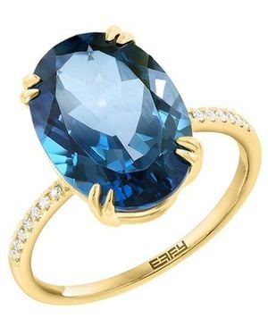 Effy Fine Jewelry 14K 6.55 Ct. Tw. Diamond & London Topaz Ring - Blue