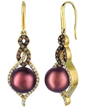 Le Vian Le Vian 14K 0.62 Ct. Tw. Diamond 9-10Mm Pearl Earrings - Pink
