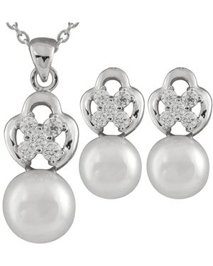 Splendid 8Mm Pearl Cz Set - Metallic