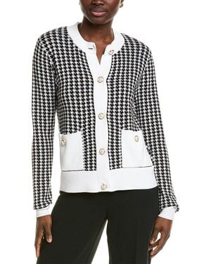 St. John Jacquard Knit Cardigan - White