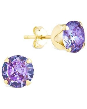Sterling Forever Light Periwinkle Cz 7Mm Stud Earrings - Purple