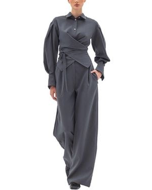 BGL 2Pc Blouse & Pant Set - Blue