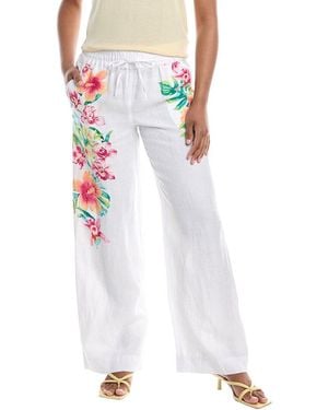 Tommy Bahama Tropi-Flore High-Rise Linen Easy Pant - White