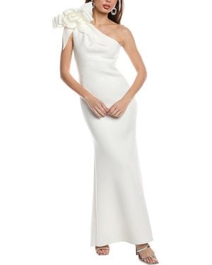 Badgley Mischka Rosette Gown - White