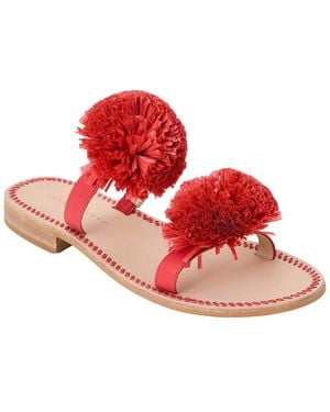 Jack Rogers Daffodil Raffia & Leather Sandal - Red
