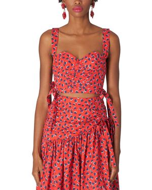 Carolina Herrera Thick Strap Corset Cropped Bodice Top - Red