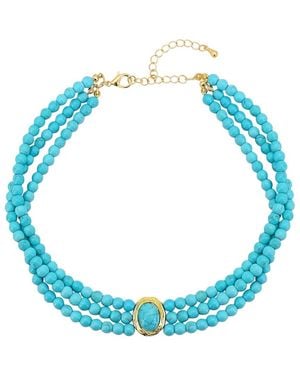 Liv Oliver 18K Plated 32.70 Ct. Tw. Layer Necklace - Blue