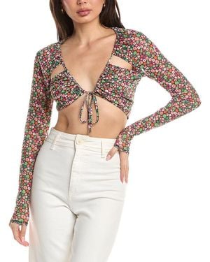 AFRM Charmin Tie Front Detail Mesh Top - Black