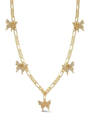 Chloe and Madison Plated Cz Vintage Butterfly Necklace - Metallic