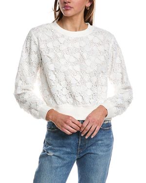 Chrldr Crocheted Heart Sweatshirt - White