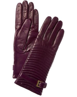 Portolano Quilted Cashmere-Lined Leather Gloves - Purple
