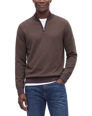 RAFFI Birdseye 1/4-Zip Mock Neck Jumper - Brown