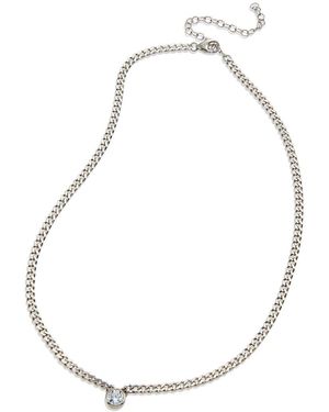 Savvy Cie Silver Cz Cuban Link Necklace - Metallic
