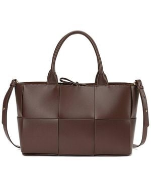 Tiffany & Fred Paris Smooth Woven Leather Top Handle Tote - Brown