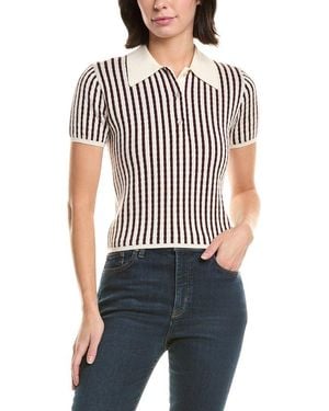 FRAME The Cable Polo Cashmere & Silk-Blend Jumper - Black