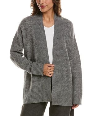Forte Textured 100% Cashmere Duster Cardigan - Grey