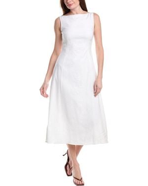 Theory Sleeveless Boatneck Linen-blend Dress - White
