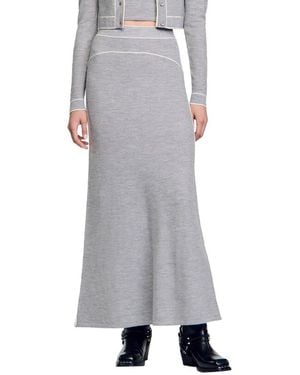 Sandro Wrap Knitted Skirt - Gray