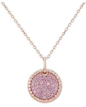 Suzy Levian 0.02 Ct. Tw. Diamond & Sapphire Pendant Necklace - Pink