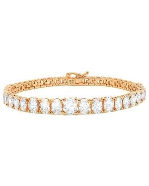 Crislu 18k Rose Gold & Silver Cz Tennis Bracelet - White