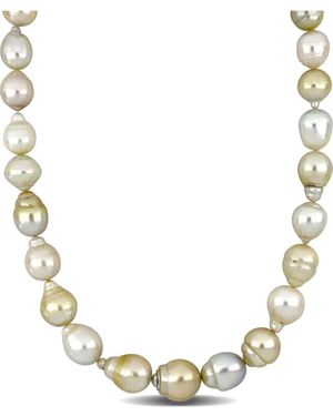 Pearls 14k 0.06 Ct. Tw. Diamond 12-16mm Pearl Necklace - Metallic