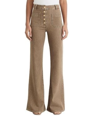 Reiss Petite Cali Twin Pocket Button Flared Jean - Natural