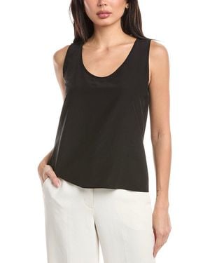 St. John Scoop Neck Silk-Blend Shell - Black