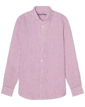 Robert Talbott Morgan Stripe Linen Shirt - Pink