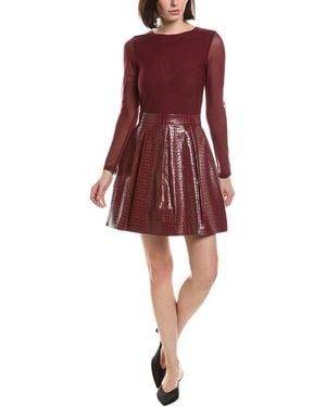 Alice + Olivia Chara Pleated Party Dress - Red